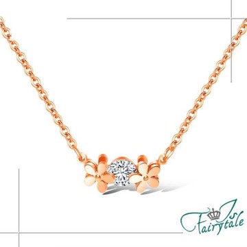 【伊飾童話】閃耀小花圈＊鈦鋼玫瑰金鎖骨項鍊