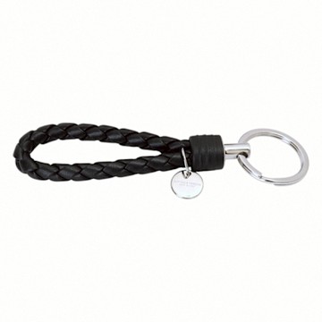 BOTTEGA VENETA  經典編織小羊皮鑰匙圈(黑色)