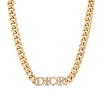 二手商品 9成新_DIOR Dio(r)evolution 水晶標誌鎖鏈設計頸鍊/短項鍊(金色)