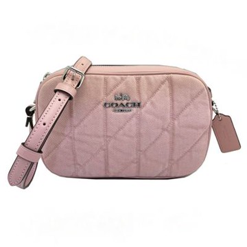 COACH 新款jamie絎縫菱格紋斜背包/相機包(小款-粉紫)