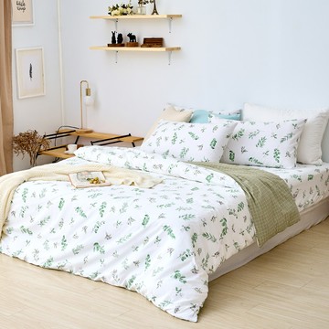 床包被套組(薄被套)-雙人加大/200織/ 精梳棉四件式 / 青葉之森 台灣製