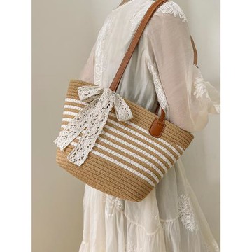 大容量編織包包女士2025新款菜籃子托特包海邊沙灘包度假草編包夏