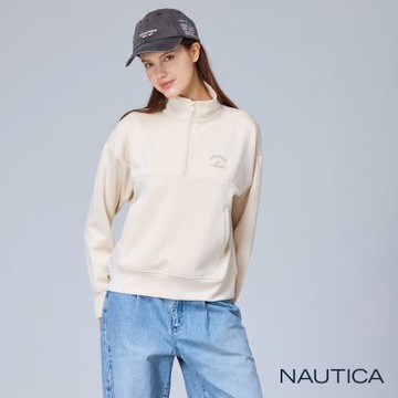 Nautica  女裝 質感輕柔高領長袖上衣-米色