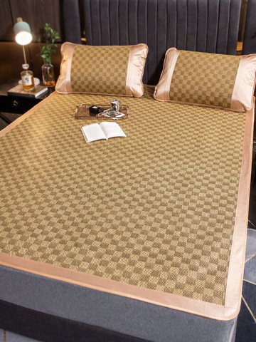 藤席涼席三件套可水洗折疊草席子夏季學生宿舍單人冰絲席子家用