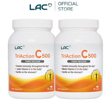 【LAC利維喜】2入組 三效C500食品錠90錠(維生素C/穀胱甘肽/葡萄籽/青花菜.菠菜萃取/素食可)