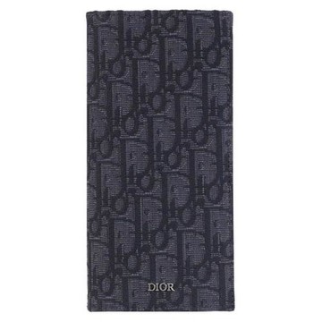 Christian Dior Oblique 經典滿版緹花對折多卡零錢長夾.黑
