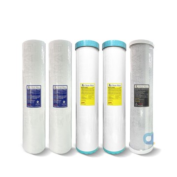 (共5支)CLEAN PURE 台灣製造 20英吋大胖5微米PP濾心2支 樹脂軟水濾心2支 壓縮活性碳濾心1支 全戶過濾