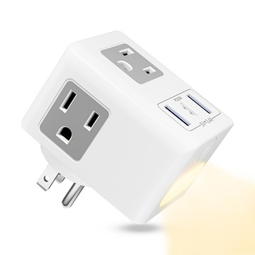 跨境貨源美規轉換插頭夜燈款一轉多功能旅行轉換器亞馬遜電商專供【Snowbelle優選】