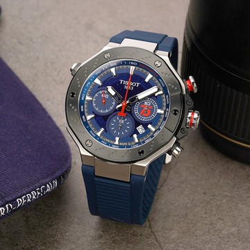 TISSOT 天梭 官方授權 MOTOGP 75周年2024限量三眼計時機械錶 1212購物節 送禮推薦-45mm T1414272704100