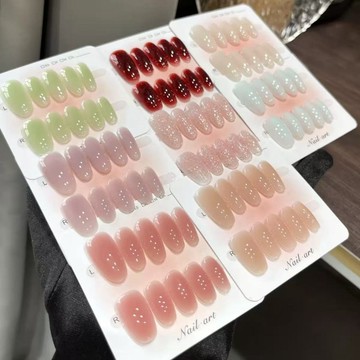 【台灣出貨🎀買二送一】冰透果凍裸色純手工建構穿戴甲  腮紅漸層假指甲  偽素顏日常通勤顯白裸色可拆卸美甲片  光療美甲