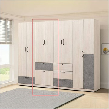 AS -希格諾斯-2尺清水模四門單抽衣櫃-61*57*203CM