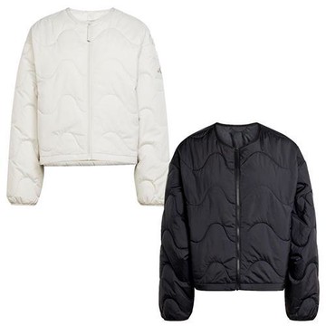 Adidas 保暖外套 女裝 夾克 寬鬆 白米灰/黑【運動世界】JD1099/JJ1194