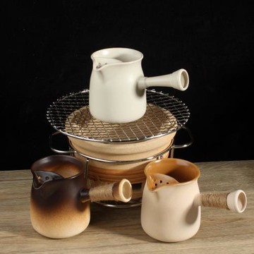 圍爐煮茶罐罐罐茶奶茶罐白泥蘇打釉側把壺公道杯
