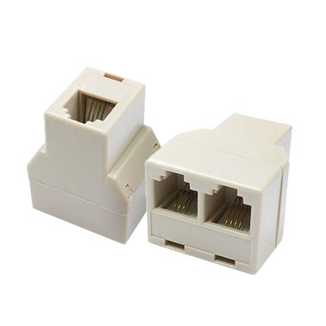 台灣霓虹 電話一轉二美式四蕊轉接盒2入組 RJ11電話分接盒 電話三通頭 延長頭