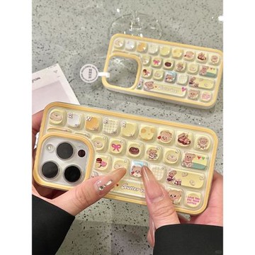 解壓立體鍵盤適用蘋果15promax手機殼iphone14pro新款16promax可愛卡通13小眾12保護套防摔11黃油小熊軟殼潮