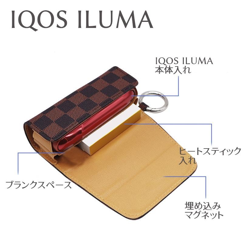 アイコス イルマ イルマi用 ケース IQOS ILUMA チェック 市松模様 カバー 本体収納 ヒートスティック入れ 格子柄 | LINEショッピング