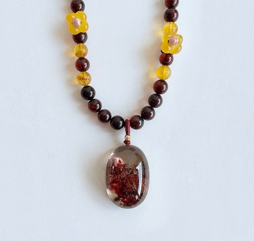 寶石系 天然有機寶石 血泊 紅幽靈水晶 珠鍊