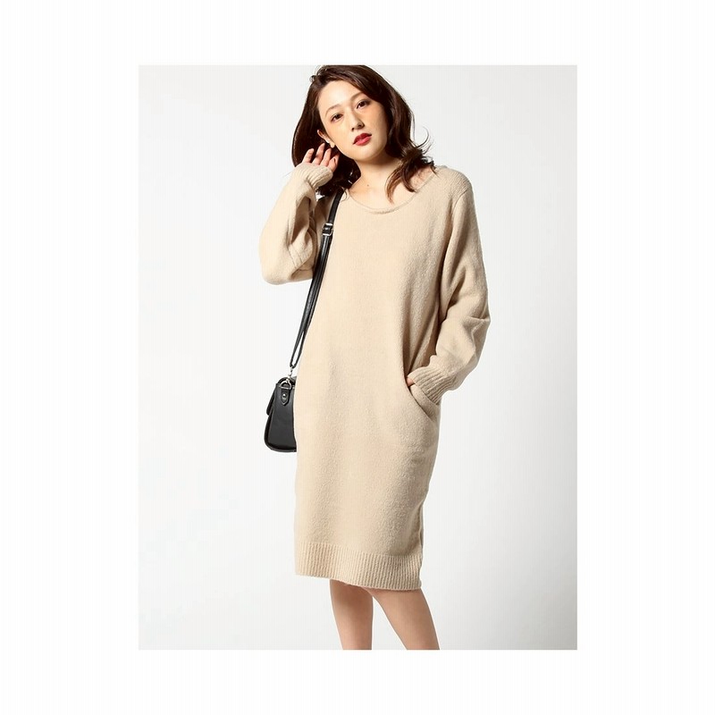Murua バックオープンロングニットワンピース ベージュ 通販 Lineポイント最大2 0 Get Lineショッピング