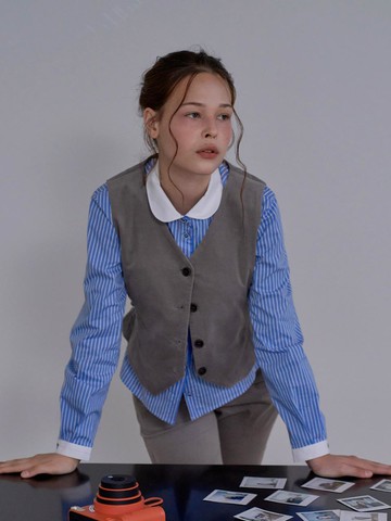 Corduroy Vest Jacket [Green Gray]