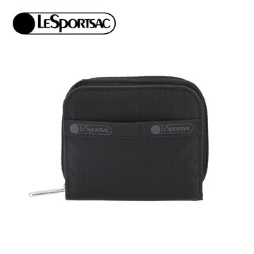 Lesportsac 拉鍊錢包短夾 卡夾 鈔票夾 送禮 禮物 女包 男包 情人節禮物(永恆黑)L252-6505PB-R086