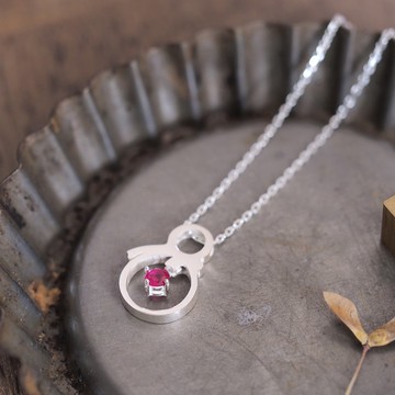 紅寶石雪人項鍊銀925