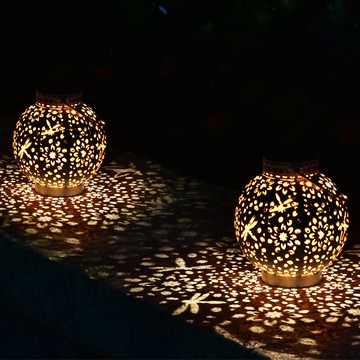 太陽能燈 庭院燈 太陽能小夜燈 戶外防水庭院燈 桌燈 花園草坪燈 陽臺裝飾鏤空鐵件燈 籠 全館免運
