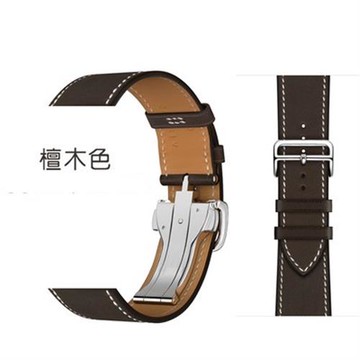 適用apple watch9/8蘋果表帶愛馬仕折疊蝴蝶扣iwatch10代經典真皮