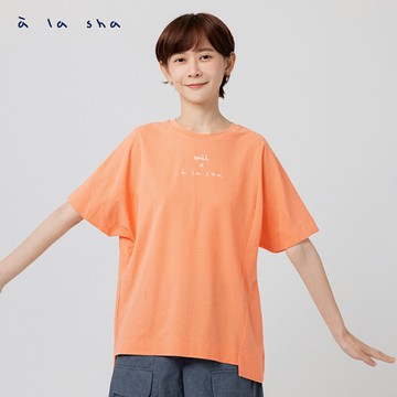 a la sha  LOGO印花寬版上衣