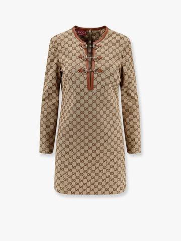 Cotton blend dress with all-over gg print - GUCCI - gender_Woman