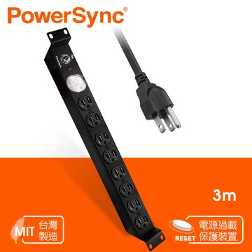 群加 PowerSync 1U8座15A/20A指針型機架電源排插/PDU/延長線/台灣製造/3M(TE8A0030)