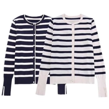 歐美風 秋季新款 時尚潮流女裝百搭 條紋基本款外套 0506109 104