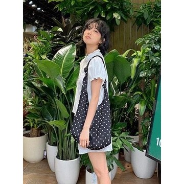 Codibook｜韓國 DAILYJOU 貝琳帆布點點肩背包［預購］肩背包 帆布包 女裝