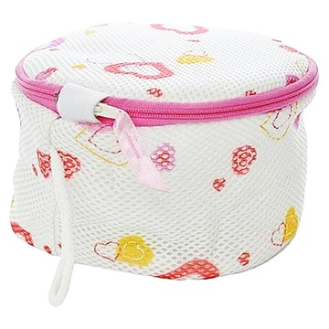 aisen 立體造型粗細雙層網 內衣洗衣網 圓筒型設計 保護內衣 浮板機能 洗濯不纏繞 尺寸約20公分x14公分  L型 白色 + 粉色  1個