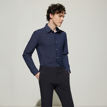 易處理四方拉伸速乾數位印花短袖休閒襯衫/荷蘭藍色 | 5112702278