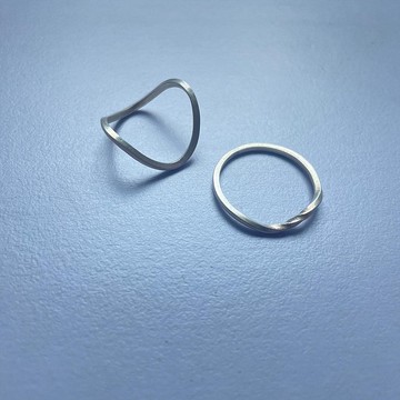 極簡方形流線/扭轉戒指(單個)