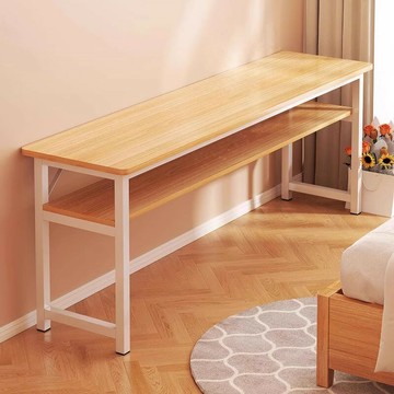 書桌學生學習雙人家用桌子長方形簡易出租屋電腦桌窄靠墻長條桌/桌子/書桌/長條桌/長板桌/學習桌/電腦桌/辦公桌/寫字桌/雙層桌