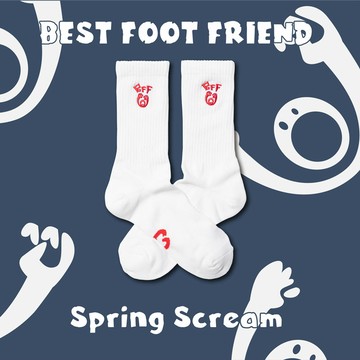 BEST FOOT FRIEND BF24019-WH SPRING SCREAM 春吶 中筒襪 小腿襪 (白色)