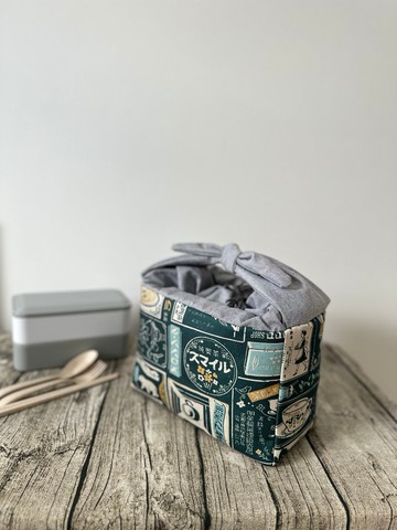 原創手工縫製午餐包便當袋 和風日式懷舊料理海報圖案