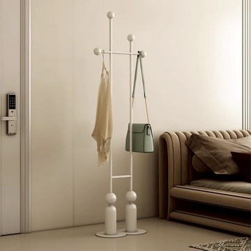奶油風落地衣帽架客廳家用進門玄關衣服架簡約臥室雙桿立式掛衣架 y8068