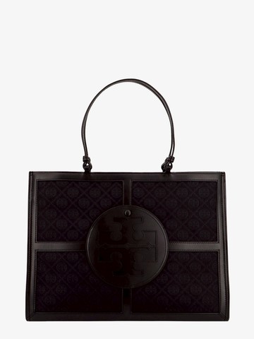Canvas and leather shoulder bag with frontal logo - TORY BURCH - gender_Woman