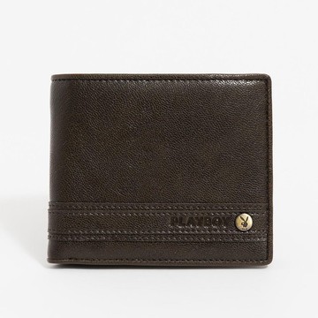 PLAYBOY - 上翻短夾 Impeccable系列 - 咖色