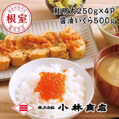 鮭明太250g×4P・醤油いくら500g D-16019