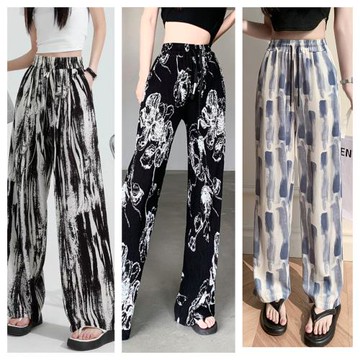 Akara 中大服飾 防曬 涼感 冰絲 水嫩沁涼時尚寬管褲