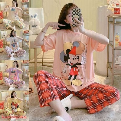 ヴィジョン ストリートウェア パジャマ レディース 2点セットディズニー ミッキー ミニー柄 半袖 七分丈 半ズボン ルームウェア上下セット 可愛い セットアップ 部屋着 春夏 通販 Lineポイント最大get Lineショッピング