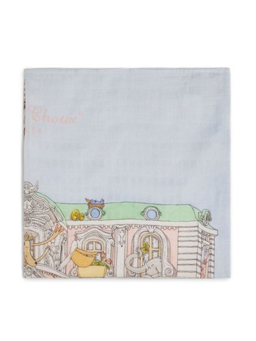 Atelier Choux - illustration-print organic cotton blanket - kids - Organic Cotton - One Size - Blue