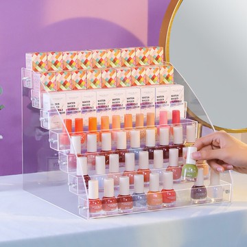 指甲油展示架子亞克力塑料透明化妝品收納盒大多層美甲油膠陳列柜
