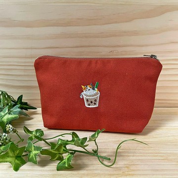 娜吉小物。小吃貓咪系列化妝包－三花娜吉與珍珠奶茶