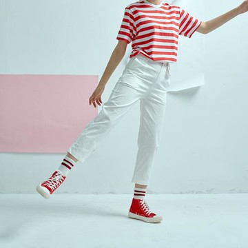 LOEN 原創設計春夏百搭學生輕薄小口袋白色日系休閑褲女 FUDGE