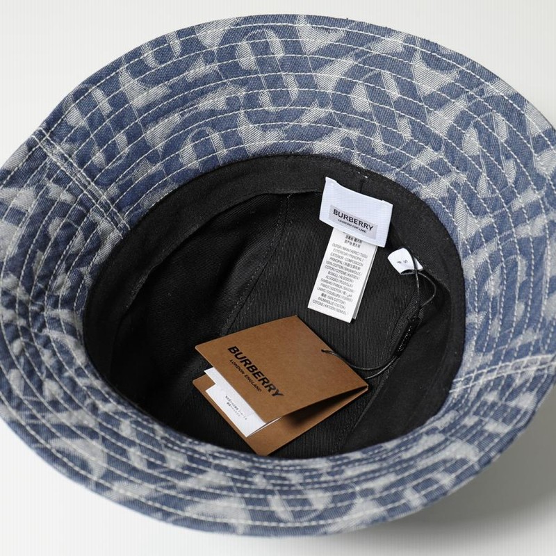 SALE／75%OFF】 バーバリー BURBERRY 8057405 帽子 メンズ レディース モノグラムモチーフ デニム バケットハット キャップ  ジャカード織 S M L イタリア製 A7302