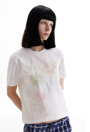 煙花線跡 / 彩點提花短袖T恤